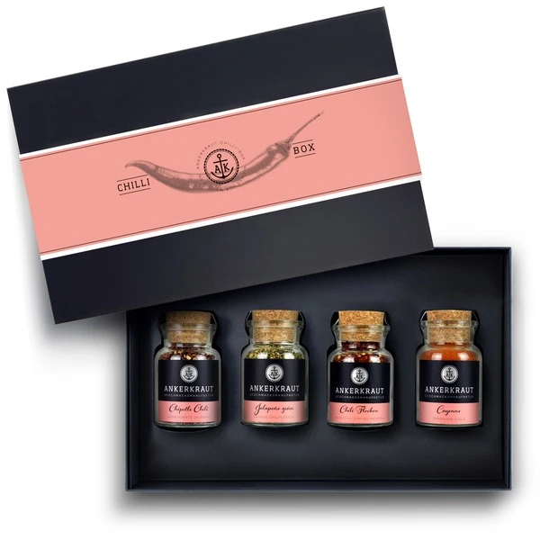Ankerkraut Geschenkset 'Chili Box' Mit 4 Korkengläsern 1 Ankerkraut Geschenkset 'Chili Box' Mit 4 Korkengläsern